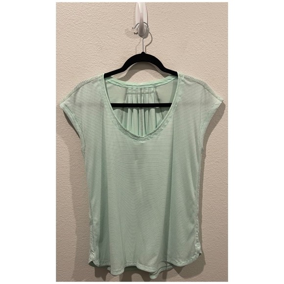 LULULEMON Heathered Fresh Teal Striped Tee - Picture 2 of 4